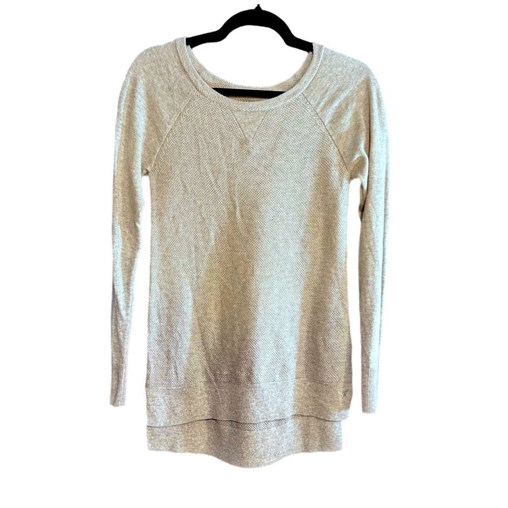 American Eagle Greige Color Knit Sweater Women’s Sz Small Scoop Neck
